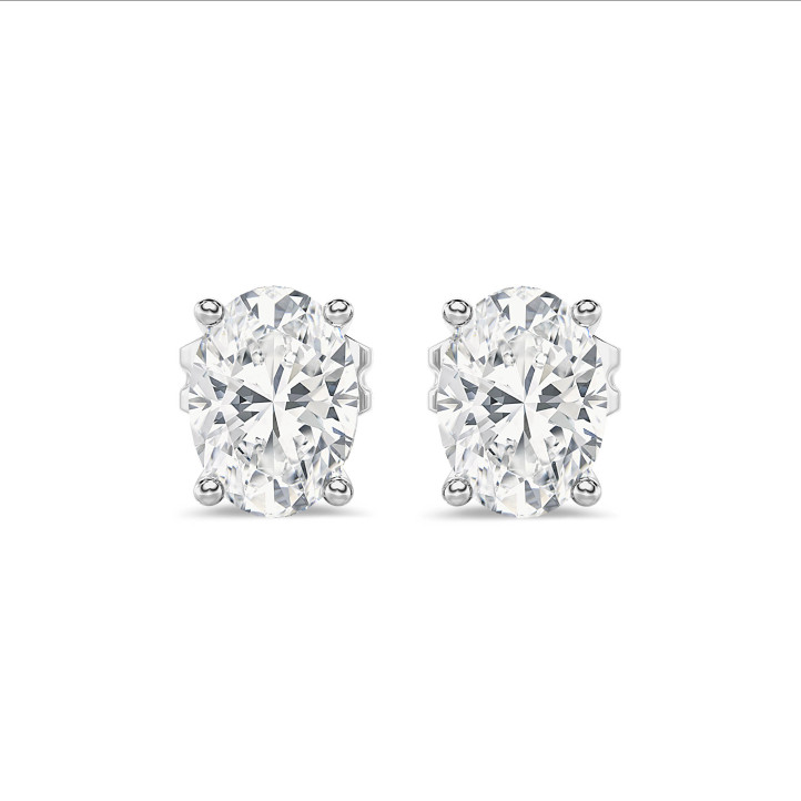 4.00 carat solitaire oval cut diamond earrings in white gold