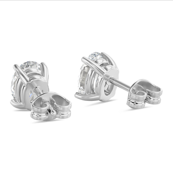 4.00 carat solitaire oval cut diamond earrings in white gold