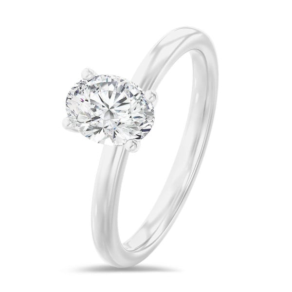 Rings - 1.00 carat solitaire ring with lab grown oval diamond in white gold