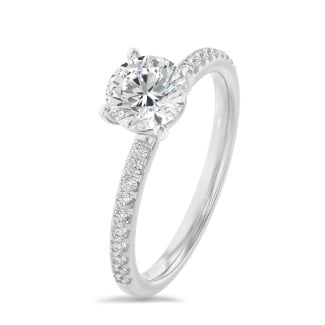1.20 carat solitaire ring in white gold with lab grown side diamonds