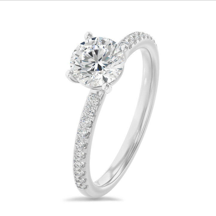 2.00 carat solitaire ring in white gold with side diamonds