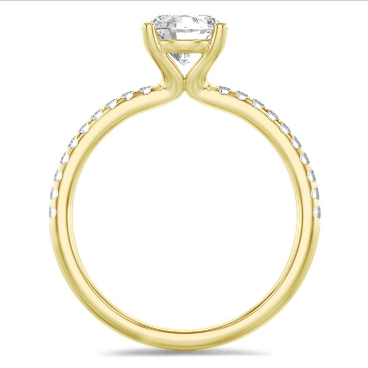 2.00 carat solitaire ring in yellow gold with lab grown side diamonds