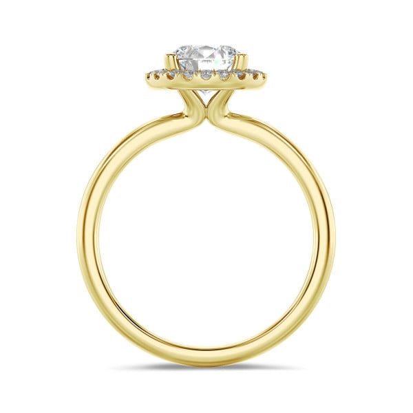 2.00 carat solitaire halo ring in yellow gold with round lab grown diamonds