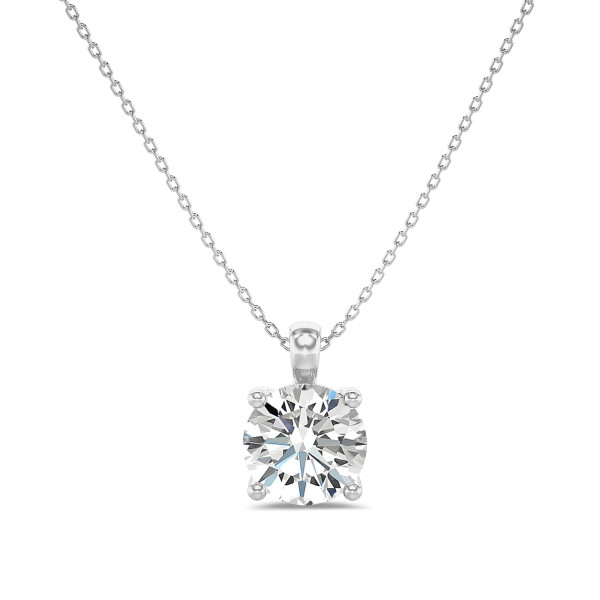 Necklaces - 1.00 carat solitaire pendant in white gold with round lab grown diamond