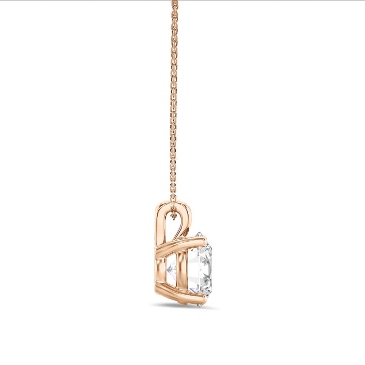 1.00 carat solitaire pendant in red gold with round diamond