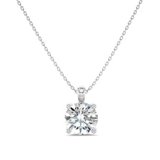2.00 carat solitaire pendant in white gold with round diamond