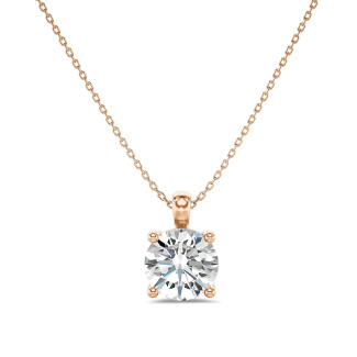 2.00 carat solitaire pendant in red gold with round lab grown diamond
