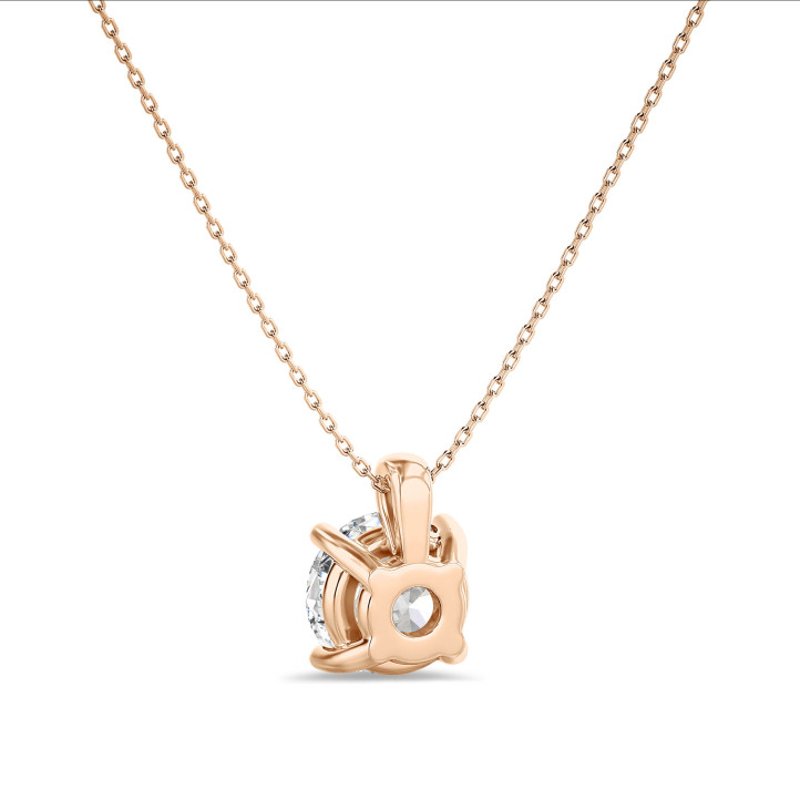 3.00 carat solitaire pendant in red gold with round diamond