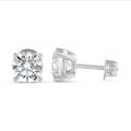 2.00 carat solitaire earrings with round diamonds in white gold
