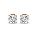 4.00 carat solitaire earrings with round diamonds in red gold