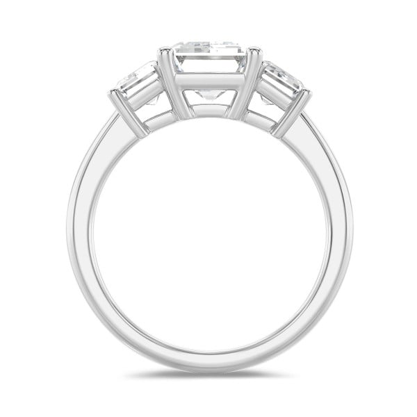 Rings - 4.40 carat trilogy ring in white gold with emerald cut diamonds