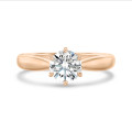 2.50 carat solitaire ring in red gold with round diamond