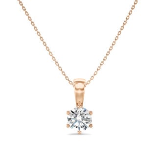 1.50 carat solitaire pendant in red gold with round diamond