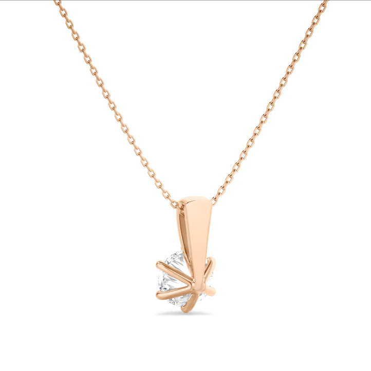 2.00 carat solitaire pendant in red gold with round lab grown diamond