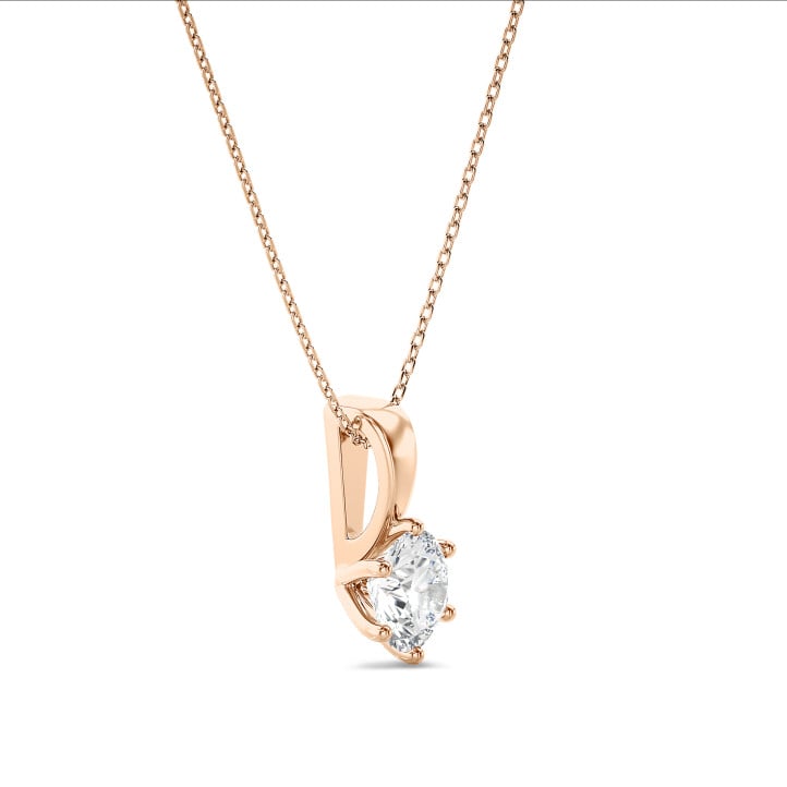 2.50 carat solitaire pendant in red gold with round diamond