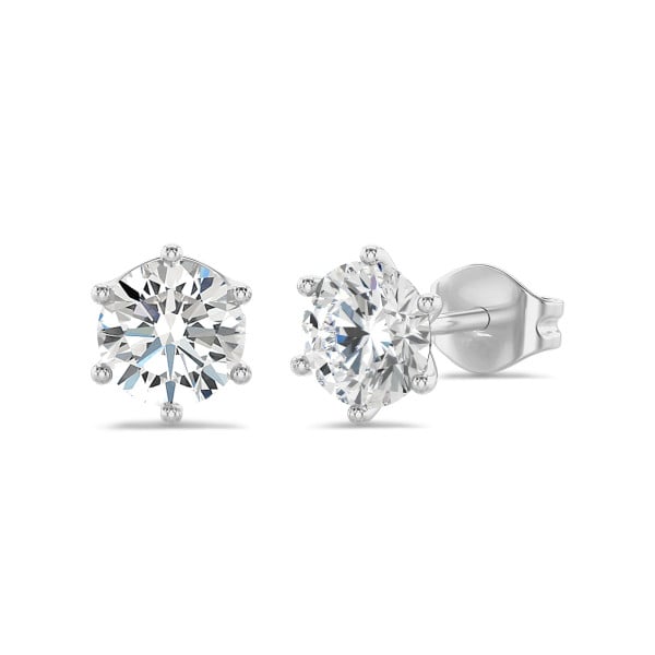 Earrings - 2.00 carat solitaire lab grown diamond earrings in white gold