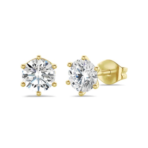 Earrings - 2.00 carat solitaire diamond earrings in yellow gold