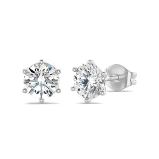 2.00 carat solitaire diamond earrings in platinum