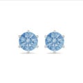 3.00 carat solitaire blue diamond earrings in white gold