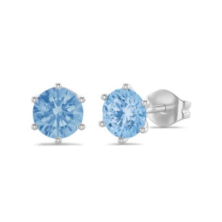 4.00 carat solitaire blue lab grown diamond earrings in white gold