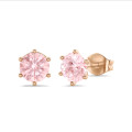 3.00 carat solitaire pink lab grown diamond earrings in red gold