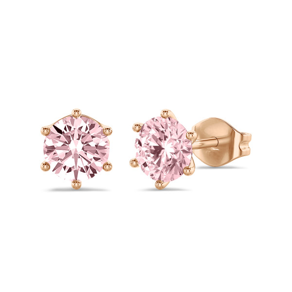 Earrings - 2.00 carat solitaire pink lab grown diamond earrings in red gold