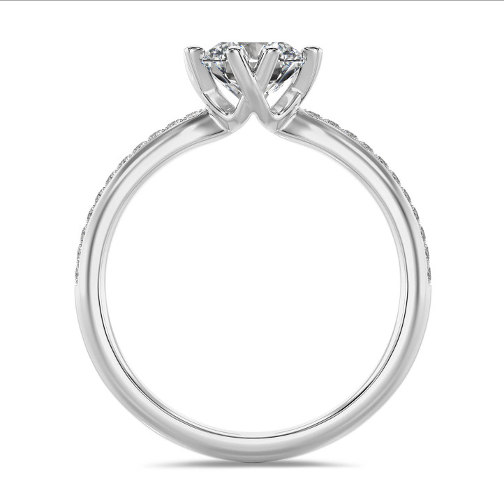2.50 carat solitaire diamond ring in white gold with side diamonds