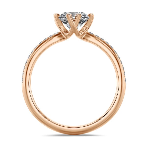 1.00 carat solitaire lab grown diamond ring in red gold with lab grown side diamonds