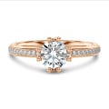 1.20 carat solitaire diamond ring in red gold with side diamonds