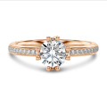2.50 carat solitaire lab grown diamond ring in red gold with lab grown side diamonds
