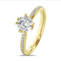 1.50 carat solitaire diamond ring in yellow gold with round diamonds (full set)