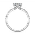 1.00 carat solitaire diamond ring in white gold with side diamonds