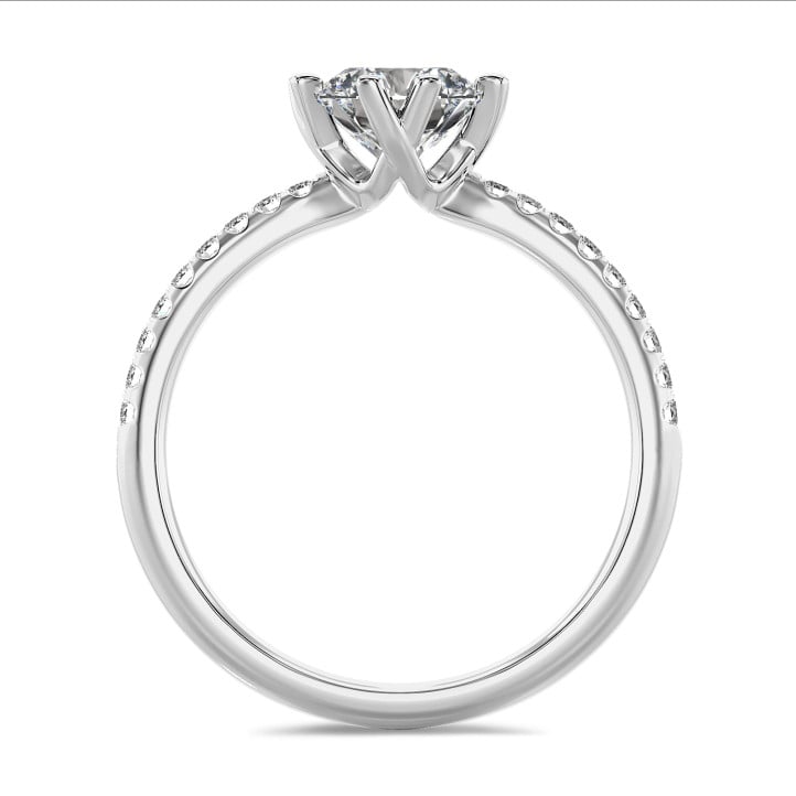 2.00 carat solitaire diamond ring in white gold with side diamonds