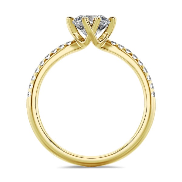 Search all PLP - 1.00 carat solitaire lab grown diamond ring in yellow gold with lab grown side diamonds
