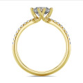 3.00 carat solitaire diamond ring in yellow gold with side diamonds