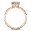 1.20 carat solitaire diamond ring in red gold with round diamonds (full set)