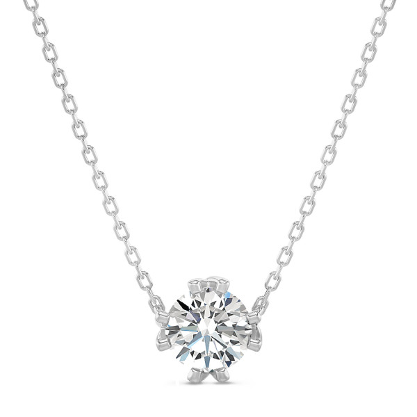 Necklaces - 1.00 carat solitaire pendant in white gold with round lab grown diamond