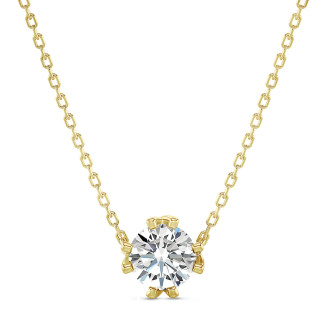 1.00 carat solitaire pendant in yellow gold with round lab grown diamond