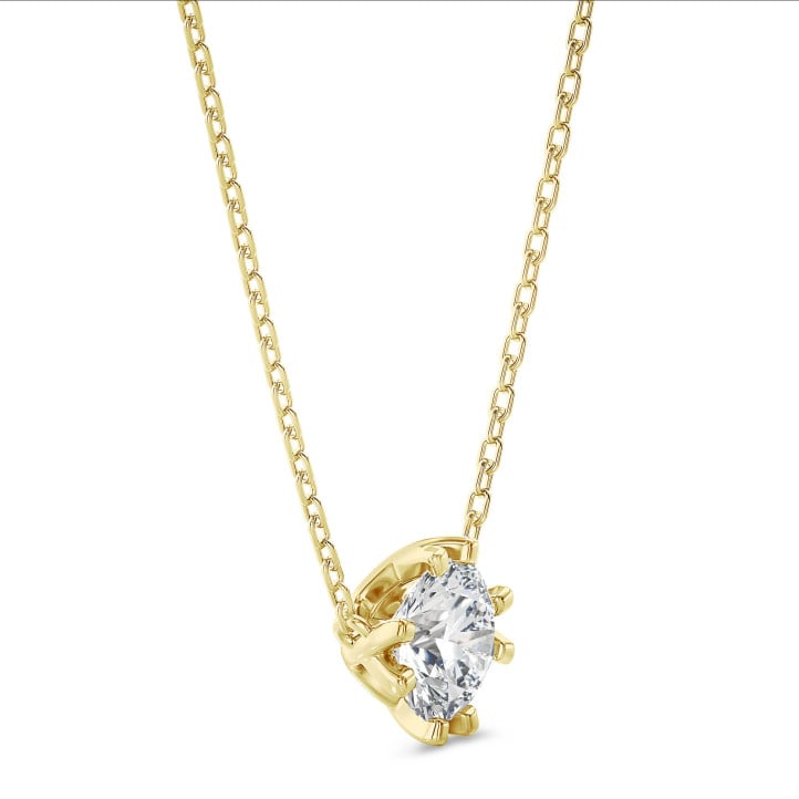 1.00 carat solitaire pendant in yellow gold with round diamond