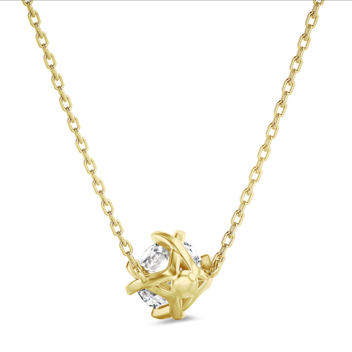 2.00 carat solitaire pendant in yellow gold with round diamond