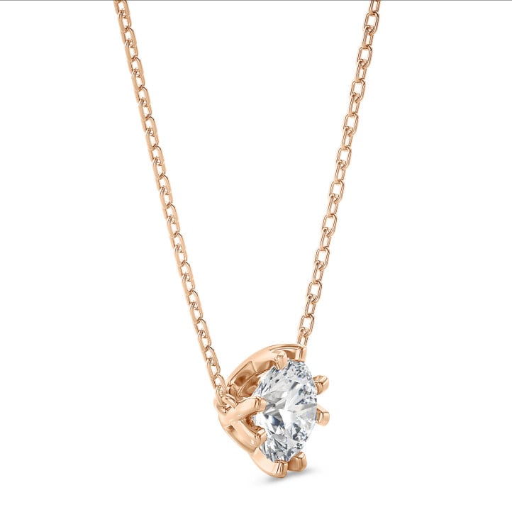 2.00 carat solitaire pendant in red gold with round diamond