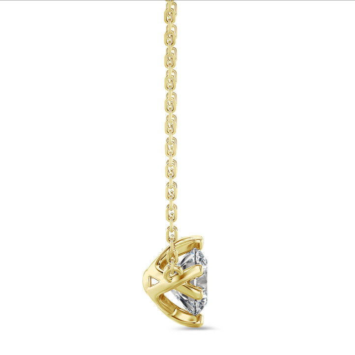 2.50 carat solitaire pendant in yellow gold with round lab grown diamond
