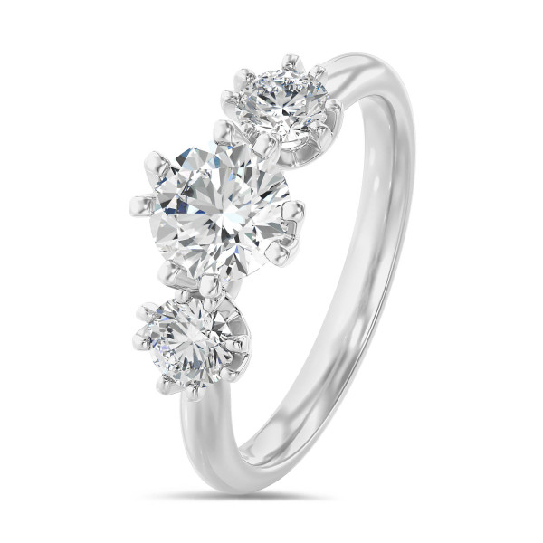 Engagement rings - 1.60 carat trilogy ring in white gold with round lab grown diamonds