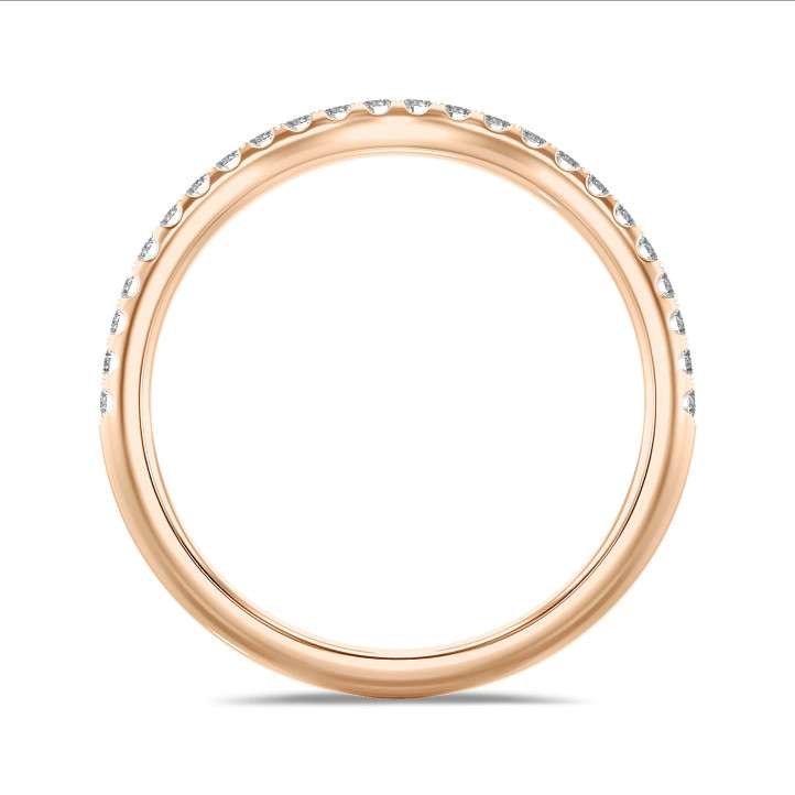 0.25 carat curved lab grown diamond eternity ring (half set) in red gold