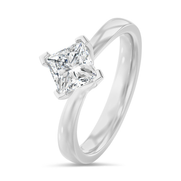 Rings - 1.00 carat solitaire ring in in white gold with a lab grown princess diamond
