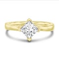 2.50 carat solitaire ring in yellow gold with a princess diamond