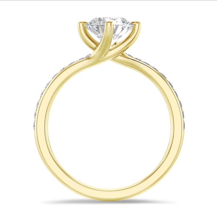 2.50 carat solitaire lab grow diamond ring in yellow gold with lab grown side diamonds