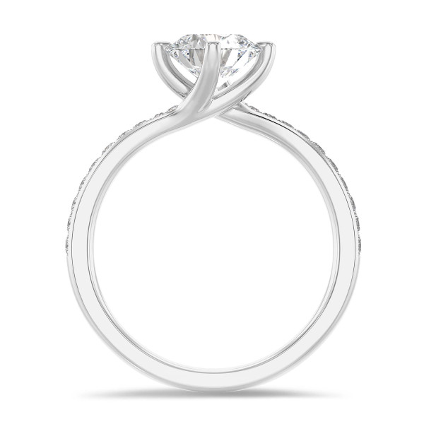 1.00 carat solitaire lab grow diamond ring in platinum with lab grown side diamonds