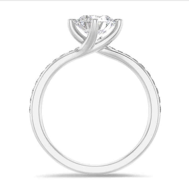 3.00 carat solitaire grow diamond ring in platinum with side diamonds