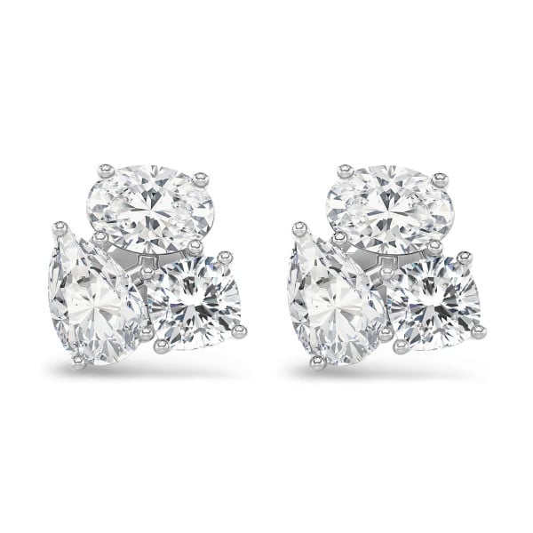 Earrings - 6.00 carat diamond trilogy earrings in white gold